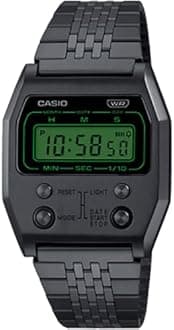 Casio Vintage Digital Black Steel Watch A1100B-1EF, Black///White, Modern, black, Modern