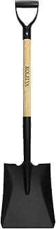 Square Shovel, 41 Inches, Black, Metal & Wood, D-Grip Handle, Perfect for Digging, Gardening, Snow Removal