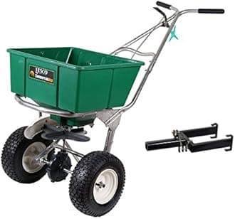 Lesco 101186 High Wheel Walk-Behind Fertilizer Spreader with Lesco Spreader Caddy (Bundle, 2 Items)