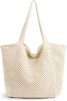 hatisan Crochet Bags for Women - Summer Beach Tote, Aesthetic Hippie Knit Bag