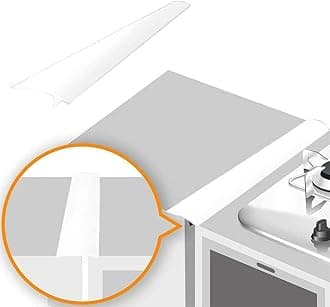 Linda’s Essentials Silicone Stove Gap Covers (2 Pack), Heat Resistant Oven Gap Filler Seals Spaces Between Stovetop and Counter, Easy to Clean Stove Side Guard (21 Inches, White)
