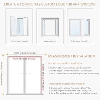 Cordless 2" Wooden Venetian Blinds for Windows, Blackout Privacy Shades Horizontal Window Blinds for Inside/Outside Mount – Custom Sizes 24" 32" 35" 46" 54" 66" 72"(Black)