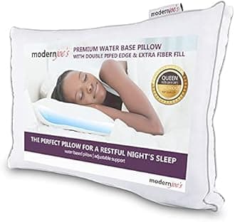 Luxurious Water Pillow - Queen Size with Double Piped Edge - Fully Adjustable Orthopedic Support Waterbase Pillow Hotel Collection by Modern Joes