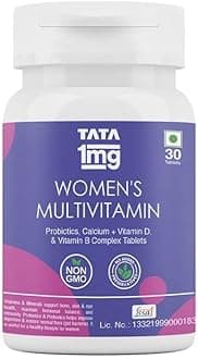 Tata 1mg Womens Multivitamin Veg Tablet with Zinc,Vitamin C,Calcium,Vitamin D & Iron Support Health Protection,Bones & Overall Health For Women (Pack Of 30 Tablets), 52 grams