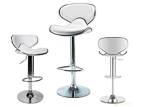 2 White Modern Adjustable Counter Swivel Pub Style Bar Stools/Barstools (White)