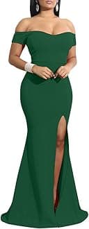 YMDUCHWomen's Off Shoulder High Split Long Formal Party Dress Evening Gown