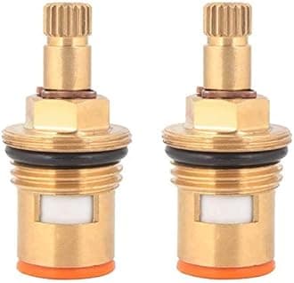 Brass Ceramic Disc Cartridge Quarter Turn 1/2" for Bathroom Kitchen Cold Tap Faucet Valve (Medium) - Set of 2 Nos