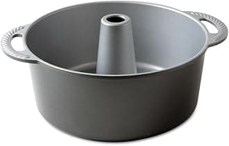 Classic Cast Pound Cake, Nonstick 10 Inch One Piece Pan - Great for Angel Food, Coffee Cake, 18 Cup - Graphite