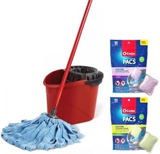 O-Cedar Quickwring Bucket & MF Cloth Mop Refill + 1 Citrus and 1 Lavender Cleaning PACS (Variety Pack)