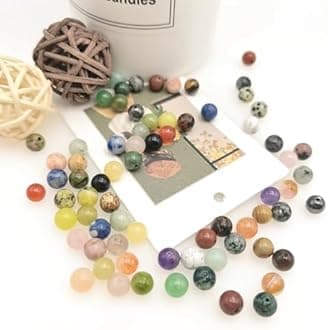 960pcs Natural Stone Beads Polished Beading 6mm Loose Beads Gemstone Crystal Energy Stone Healing Power for DIY Jewelry Making (6mm 24 Materials R2)