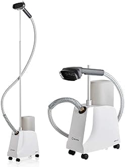 Reliable VIVIO 120GC Garment Steamer - 1300W Professional Steamer for Clothes with Fabric Brush, Standing Garment Steamer with Fabric Covered Steam Hose, 2 Hours Continuous Steam 2 Minute Heat-Up Time