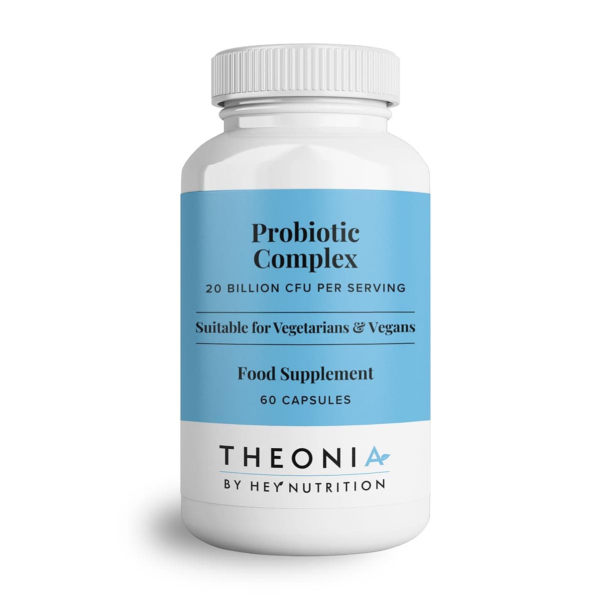 Theonia Probiotic Complex Supplement - 20 Billion CFU - Suitable for Vegetarians & Vegans - Supports Gut & Skin Health, Improves Immune Response - UK Manufactured - 60 Vegan Capsules