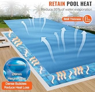 VEVOR Solar Pool Cover, 28 x 14 ft Rectangle Solar Blanket for Pools, Inground Above Ground Swimming Pool Solar Cover, 8 mil Solar Covers Blue
