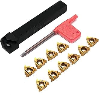 Maizoon CNC Lathe Threading Turning Tool Set SER1212H16 Insert Holder + 10pcs 16ER AG60 Carbide Inserts + T15 Wrench Lathe Tools DZ11