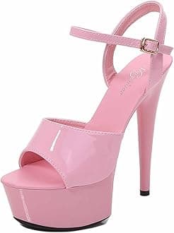 15CM/5.9IN Unisex Men's Women's Stilettos Ankle Strap High Heels Sandals Platform Party Shoes Open Toe Stiletto Pumps