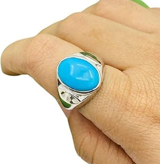 Firoza Turquoise Ring, 925 Silver Ring, Minimalist Ring, Statement Ring, Handmade Men Ring, Ring With Stone, Unique Silver Ring, Stacking Silver Rings, Turquoise Gemstone Ring, Every Wear Gift