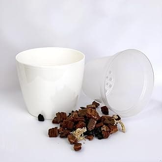 SMEREKA Orchid Pot Set with 6-Inch Clear Slotted Inner and Outer Pots and Premium Potting Mix for Healthy Indoor Orchid Repotting and Growth