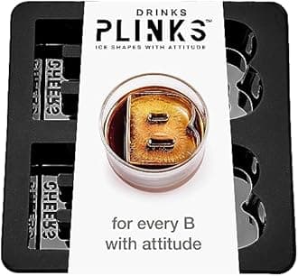 DrinksPlinks Letter B Ice Cube Mold - Custom Silicone Bourbon Ice Cube Molds – Personalized Monogram B Large Tray for Cocktails & Initials Drinks - Big Whiskey Trays - Fun Customized Gifts
