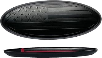 Overlay Emblem 7 Inch American Flag Front Grille Rear Tailgate Badge, ABS Material Covers Emblem, Replacement for Ford F150 F250 F350 99 00 01 02 03 04(7 Inch, Black)