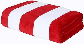 Exclusivo Mezcla Cotton Large 30x60 Inches Cabana Stripe Beach Towel, Super Absorbent Soft Plush Pool Towel, Bath Towel (Red)