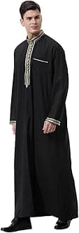 Mens Long Sleeve Kaftan Thobe Mens Thobes Muslim Plain Arabic Kurtas Jubba Thobe for Men Men Shoes for Shalwar Kameez Islamic Prayer Clothes Men African Mens Clothing Big and Tall UK Sales Clearance
