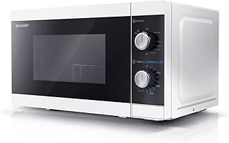 SHARP YC-MG01U-W Compact 20 Litre 800W Manual control Microwave with 1000W Grill, 5 power levels, defrost function, LED cavity light - White
