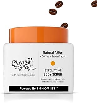 – Exfoliating Body Scrub For Removing Tan & Dead Skin Cells Rough Bumpy Skin, Tanned Pigmented Smooth, Soft Bright Natural Ahas Coffee Men Women 75Gm