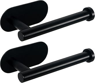 HouseAid Self Adhesive Toilet Paper Holder for Bathroom, No Drilling Stainless Steel Toilet Roll Holder, Matte Black (2 Pack)