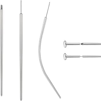 14G 16G 18G 20G Piercing Taper, Stainless Steel Threadless Insertion Pin Screw On Assistant Tool, Curved Body Piercing Stretching Kit for Ear/Nose/Navel/Lip/Eyebrow