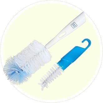 - 360° Movable Nylon Bristle Baby Feeding Bottle & Nipple Cleaning Brush | Ergonomic Handle | Easy to Clean Bottle Corners for Narrow & Wide Neck | BPA Free, Easy Hanging Storage (Dark Blue)