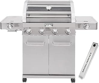 Larger 4-Burner Propane Gas Grills Stainless Steel Cabinet Style with Infrared Side Sear Burners & Side Burners with Smoke Box(2 items)