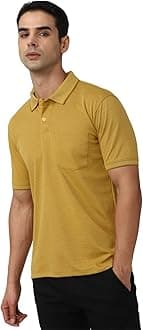 Peter EnglandMen's Premium Regular Fit Half Sleeve Polo T-Shirt with Pocket | Cotton Rich | Birds Eye Interlock Weave
