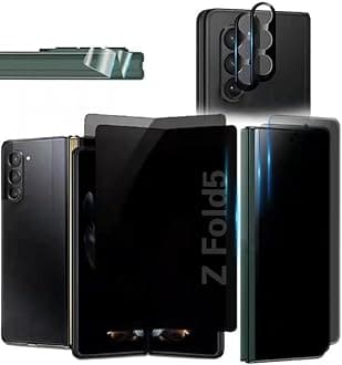 Samsung Galaxy Z Fold 5+ Tempered Glass Screen Protector - Privacy Front & Inner Film + Camera Lens & Side Film Protectors - Scratch Resistant, Bubble Free