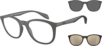 Mens EA4211 Round Prescription Eyewear Frames with Two Interchangeable Sun Clip-Ons