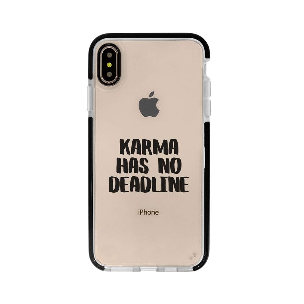 Ultra Slim iPhone Case - Silicone Protective Cover - Compatible for iPhone XR - Karma Has No Deadline - Karma Quotes - Funny Case - Black Flexible Soft TPU Cover Case