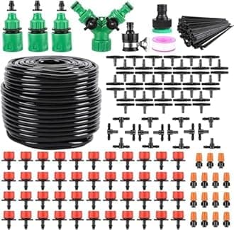 Garden Drip Irrigation System 164FT Drip Irrigation Kit Tubing Drip Kit DIY Automatic Irrigation Equipment Set for Garden Greenhouse, Flower Bed,Patio,Lawn (164 FT)