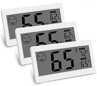 Digital Thermometer Indoor Hygrometer Room Temperature Monitor Humidity Gauge with Big Screen Stand Wall Hanging Magnet Greenhouse House Kitchen Car (3 Pack)