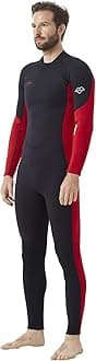 Hevto Men Wetsuits 3/2mm Neoprene Wet Suit Back Front Zip in Cold Water for Surfing Swimming Diving