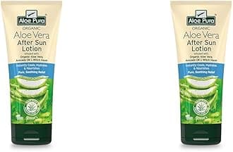 Organic Aloe Vera Aftersun Lotion, Natural, Vegan, Cruelty Free, Paraben & SLS Free, Soothing, 200ml (Pack of 2)