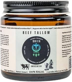 Pure Organic Halal Beef Tallow (Unscented) - SHIFA Skin Moisturizer – Rich in Vitamins A, D, E, and K – Deeply Hydrating and Anti-Inflammatory – Natural and Non-Toxic – 4 oz Jar