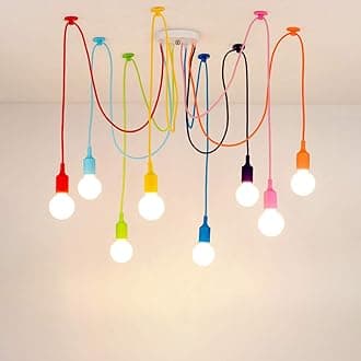 Color Spider Lamp Modern Chandelier Adjustable DIY Pendant Lighting Hanging Ceiling Fixture for Children's Room Bedroom Dining Room Living Room Girls Boy's Room 8-Arms(Each with 59" Wire)