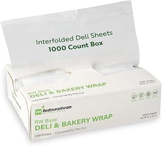 RW Base 10.75 x 8 Inch Deli Sheets - 1000 Interfolded Butcher Wraps, Pre-Cut Disposable Clear Sandwich Wrap Sheets, Microwavable and Freezable