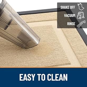 OLANLY Front Door Mat Indoor Outdoor Entrance, Waterproof All-Season, All-Weather Doormat, Sturdy Natural Rubber, Fade Resistant, Low Profile, Easy Clean Patio Porch Entryway Mat, 59x24, Beige