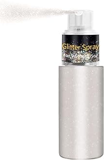 Hair and Body Glitter Spray, Holographic Glitter Highlighter Powder Spray, Unscented Hair Clothes Glitter Highlighter, Loose Glitter Spray Shimmer Powder Festival Rave Accessories, 10g (02 Peal White)