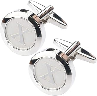 Dannyshi Mens Classic Stainless Steel Initial Cufflinks 26 Alphabet Initial Letter Cufflinks Business Wedding Shirts A-Z