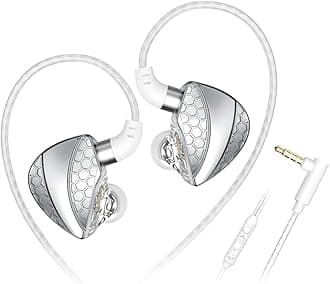 YeabomyQKZ-Hi6T in Ear Monitor Headphones, Wired Earbuds Stereo Bass, HiFi IEM Earphone, Wired Gaming Earbuds, Without Detachable Cables (with mic, QKZ-Hi6T White)