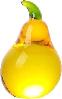 Mini Glass Pear Collectible Figurines Crystal Papperweights Glass Fruit Decor for Home Kitchen Tabletop Centerpiece Ornaments