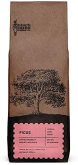 Black Baza Coffee, Ficus, Medium-Dark Roast, Freshly Roasted, Organic, Blend of Arabica & Robusta (Medium Fine Grind, 250 grams)