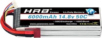 HRB 14.8V 6000mAh 4S 50C RC Lipo Battery with Deans T Plug for RC Helicopter RC Airplane RC Car RC Truck RC Boat Remote Control Traxxas Xmaxx