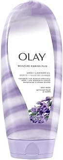 Olay Body Wash for Women, Moisture Ribbons Plus, Deep Conditioning & Moisturizing Formula, Long Lasting Smooth Soft Skin, For All Skin Types, Shea Butter & Lavender Oil Scent, 18 fl oz